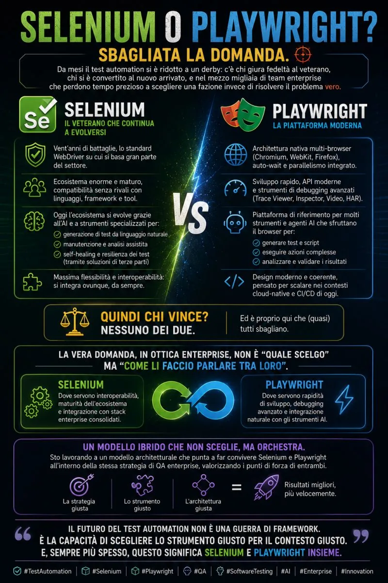 Infographic: Selenium versus Playwright and a hybrid model that combines them